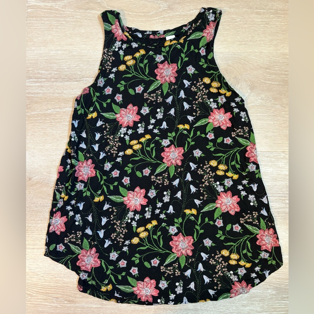 Old Navy Luxe Black Floral Top